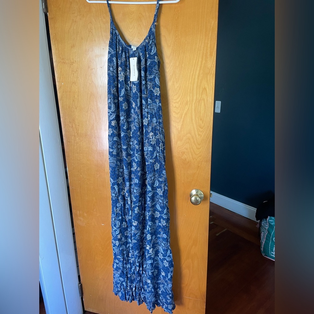 Roan + Ryan Blue Floral Maxi Dress from Evereve NWT Size Small